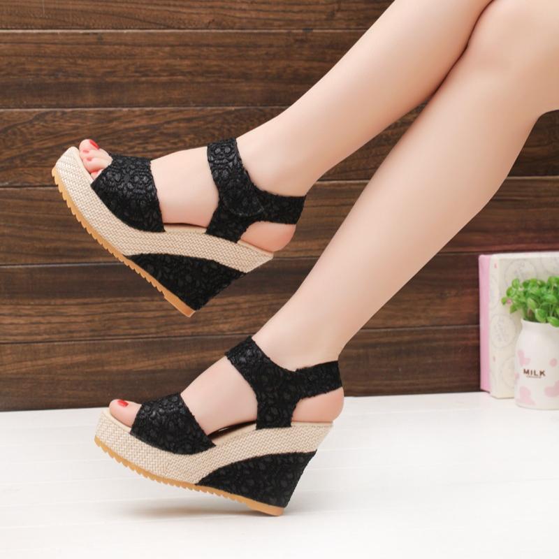 Fashion Women's Wedges Sandals 2025 Summer New Fashion Mesh Peep Toe Platform High Heel Women Sandals Sexy Party Dress Women Sandalias