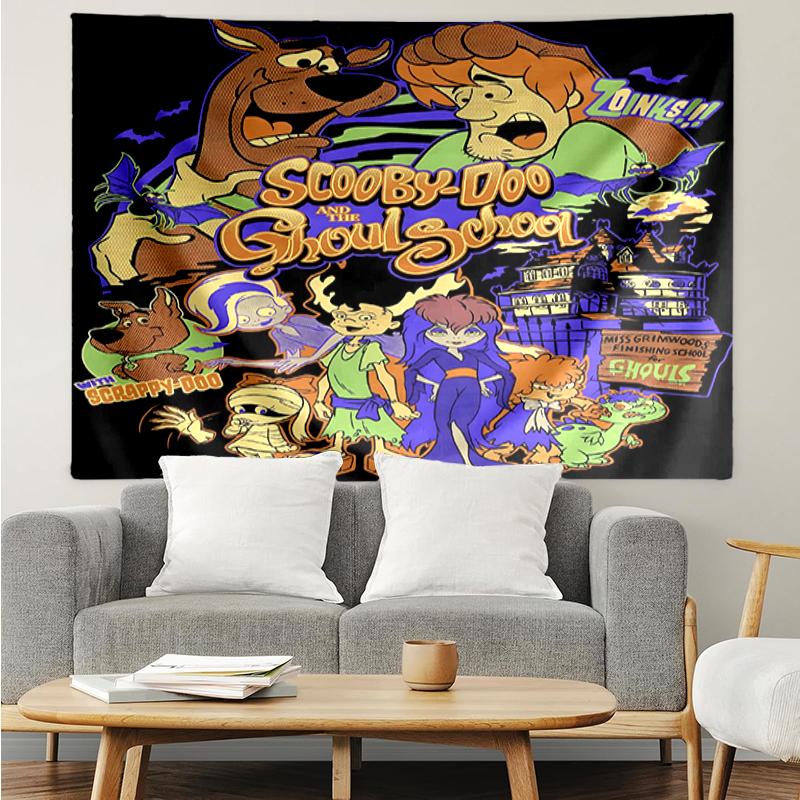 Scooby-Doo Print Tapestry, Backdrop, Easy Setup, Ideal for Bedroom, Office & Living Room, with Aesthetic Wall Hanging Decor.