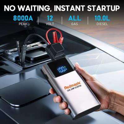 4000A Jump Starter 12V Portable with LED Light & Power Bank