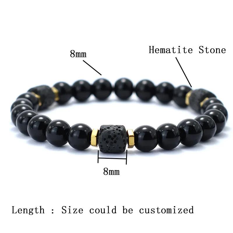 Unique Natural Stone Bracelet Men 8mm Obsidian Tiger Eyes Beaded Braclet Homme Hand Accessories Black Strand Brazalete Pulseira