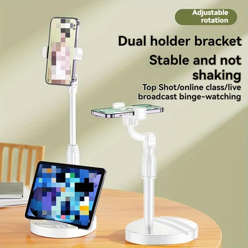 1pc  Adjustable Height Phone Stand, Dual Slot Multifunctional Live Streaming Stand, Waterproof Flexible Arm Desktop Stand