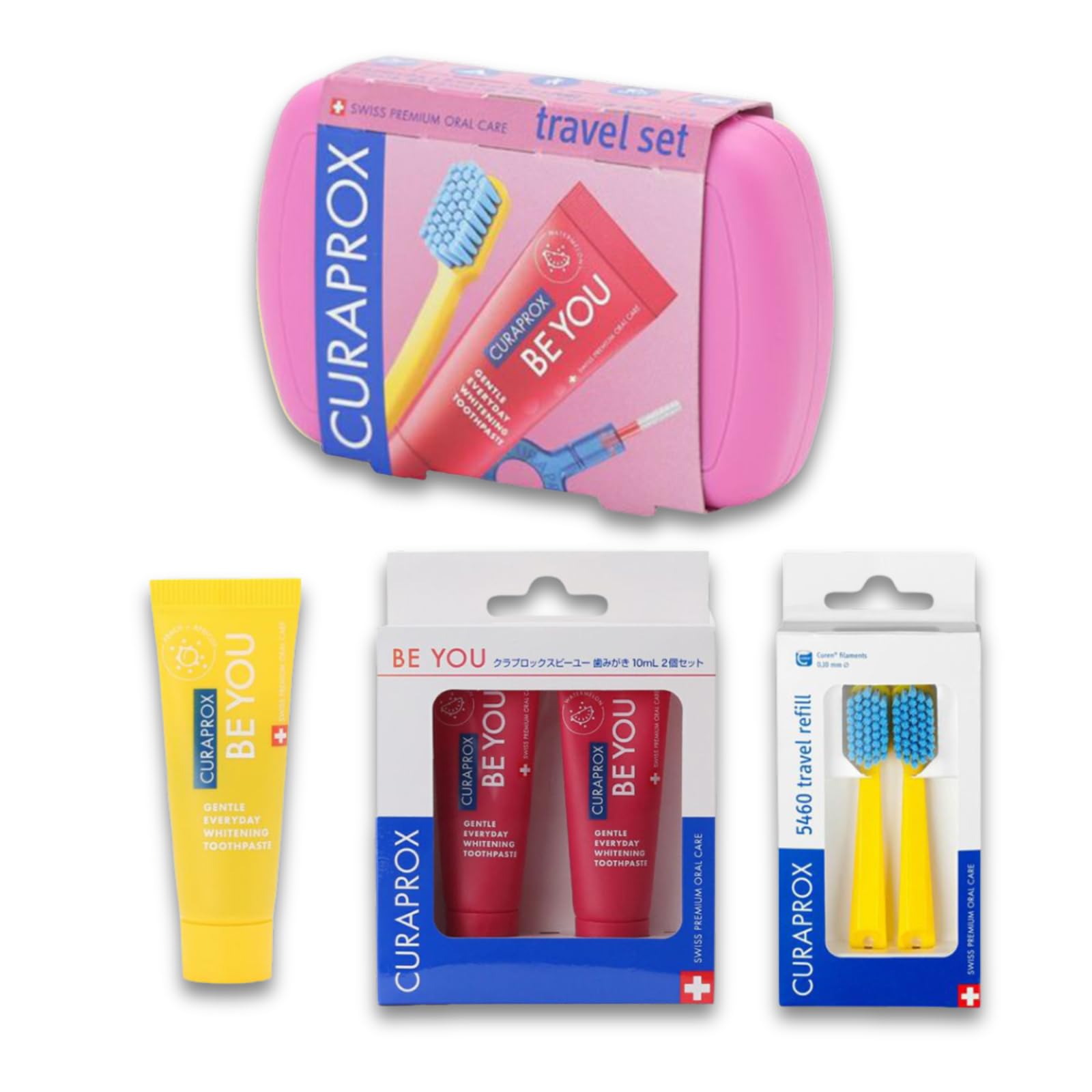 CURAPROX BE YOU Travel Set Edition Toothpaste Interdental Brush Watermelon [Limited Kit] (Toothbrush + + Set)