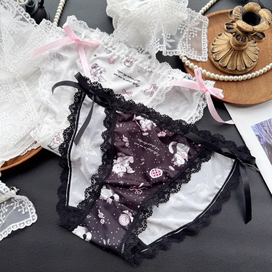 

Ladies Summer Lovely Print Sweet Sexy High Open A Word Underwear One size чорний
