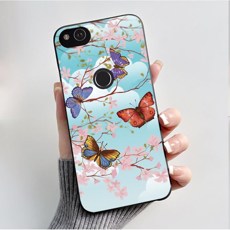 Für Google Pixel 2 Hülle Weicher Schwarzer Silikon-Stoßfänger Schmetterling Handyhülle für Googe Pixel2 2XL Pixel2XL 2 XL Hüllen Fundas Coque