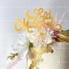 3pcs Gold Acrylic Eid Mubarak Cake Topper Plugin for Ramadan Mubarak Festival Party Cake Decorations Supplies