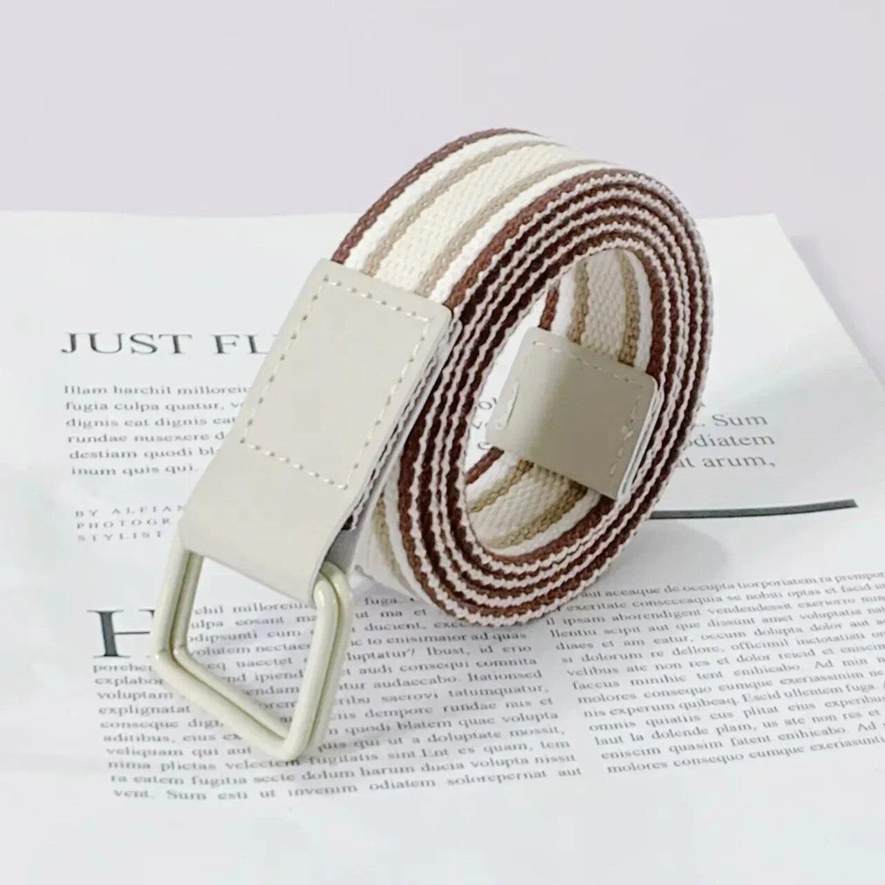 

Холщовые ремни в красочную полоску для женщин, прочный холщовый повседневный ремень без отверстий, 110 см, женские джинсовые ремни