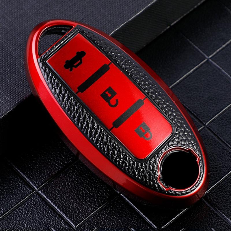 TPU Läder Bilnyckelfodral Skydd för Nissan Leaf Micra Qashqai J11 J10 X Trail T32 Versa Note Patrol Nyckelfodral Tillbehör