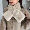 Furry Scarf Student Button Autumn and Winter Plush Girl Cross Warm Scarf Imitation Fur Rex Rabbit Fur Thickened Fur Collar