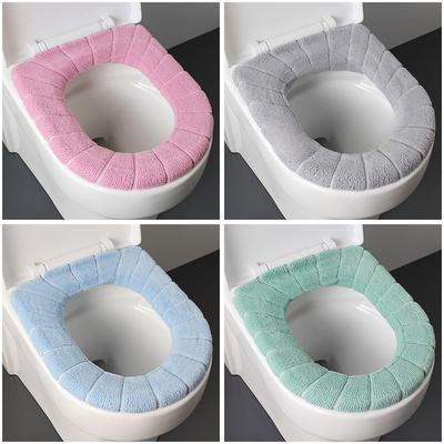 2856A Thickened Plush O-shaped Toilet Cushion Nordic Universal Toilet Cushion Cover Toilet Cushion Fleece-lined Toilet Cover