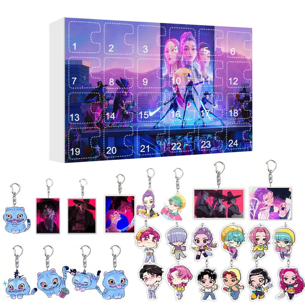 Kpop Demon Hunters Christmas Calendar Acrylic Keychain With Hanging Ornament For Fans And Collectors