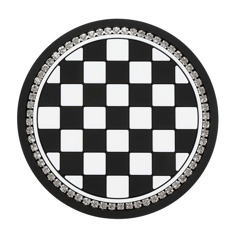 1PC Car Water Cup Pad Creative Diamond Inlaid Camellia Flower Storage Tank Non-Slip Mat Interior Decoration Products For Women