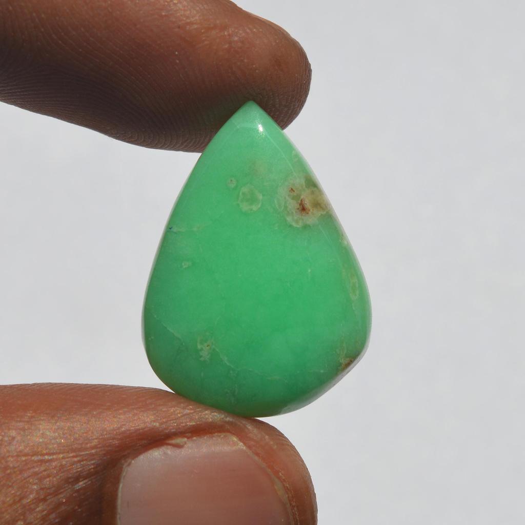 Natural Chrysoprase Gemstone Cabochon 16 Carats Size 23x17 MM Pear Shape, Jewelry Making Craft Supply