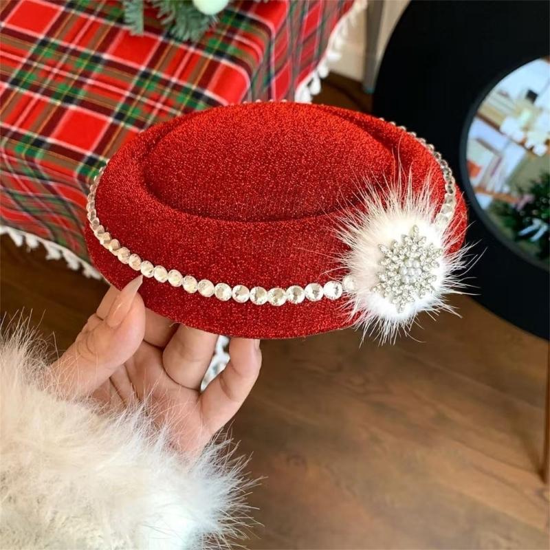 Berretto Fermaglio per Capelli con Design di Cristalli di Neve Fermaglio per Capelli a Cilindro per Donna Ragazza Evento Festival Invernale Travestimento