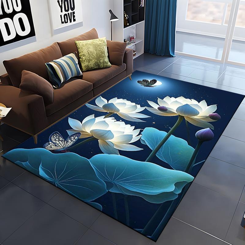 Lotus Flower Carpet for Living Room Home Decoration Sofa Table Big Area Rugs Bathroom Non-slip Floor Mats Bedroom Bedside Carpet