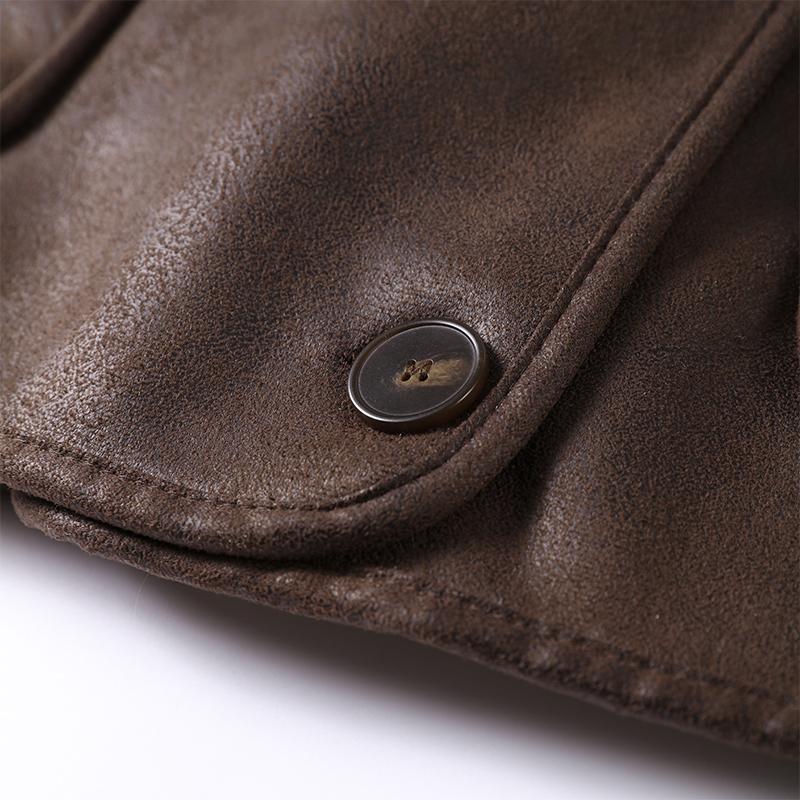 Vintage Casual Damska Skórzana Kurtka Dwustronna Jednorzędowa Luźna Kieszenie Płaszcze Moda Jesień Zima Odzież Wierzchnia