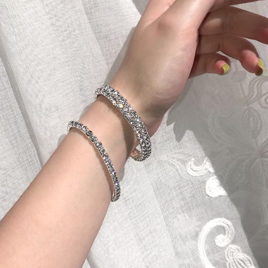 1 Set Damen Schmuckset Luxuriös Elegant Glänzend Voll Strassbesetzt Funkelnd Aufmachung Geschenk Einfache Braut Halskette Armband