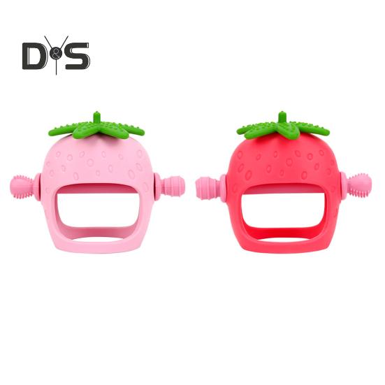 Baby Teething Toy for Babies 0-24 Months Relieve Sore Gums with Strawberry Shape Teether Food-Grade Silicone Easy-to-Clean Teething Relief Toy Train