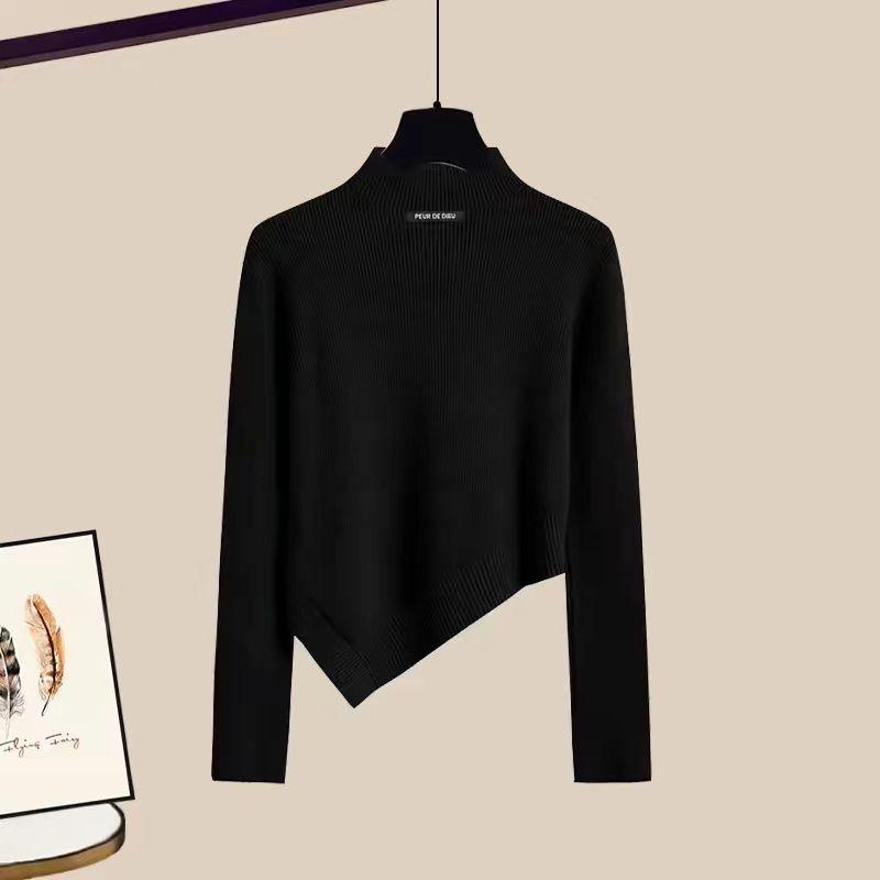 2025 Autumn/Winter High Neck Knit Sweater & Wide-Leg Pant Set