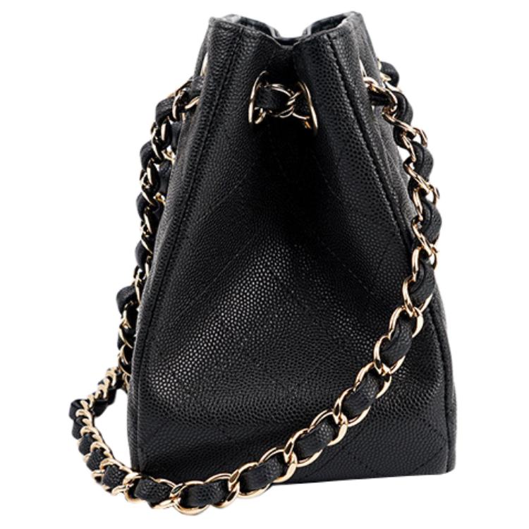 Chanel Diamond Pattern Leather Chain Shoulder Strap Caviar Grain Embossed Cowhide Hobo Bag Tote Bag Shopping Bag Messenger Bag Women'S Black