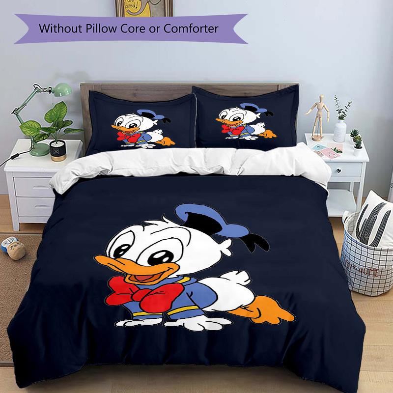 3pcs The Small Donald Duck Quilt Cover Set (1 Quilt Cover + 2 Pillowcases Without Pillow Core), High-Definition Printing for Home and Dormit