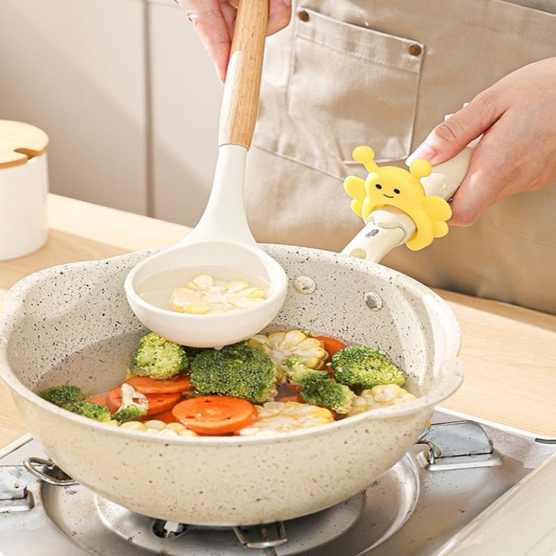 1 Stück Silikon Spatelablage Kleine Biene Verbrühschutz Überlauf Topfclip Löffelhalter Clip Universelle Schaufelablage Küchenhelfer