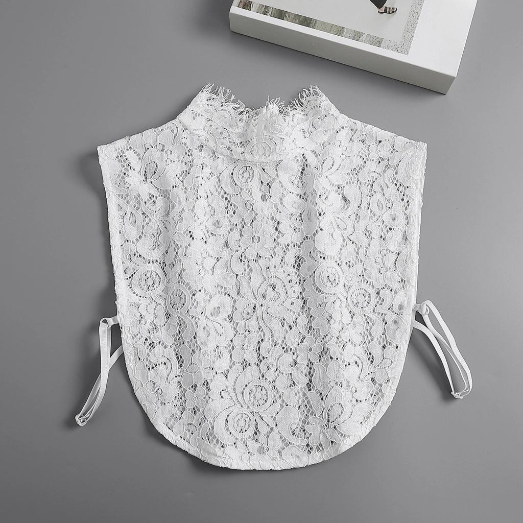 Girls Hollow Out Lace Shirt Detachable Fake Collar Shirt Lapel Blouse Top Adjustable Women Clothes Ladies False Collar Decor