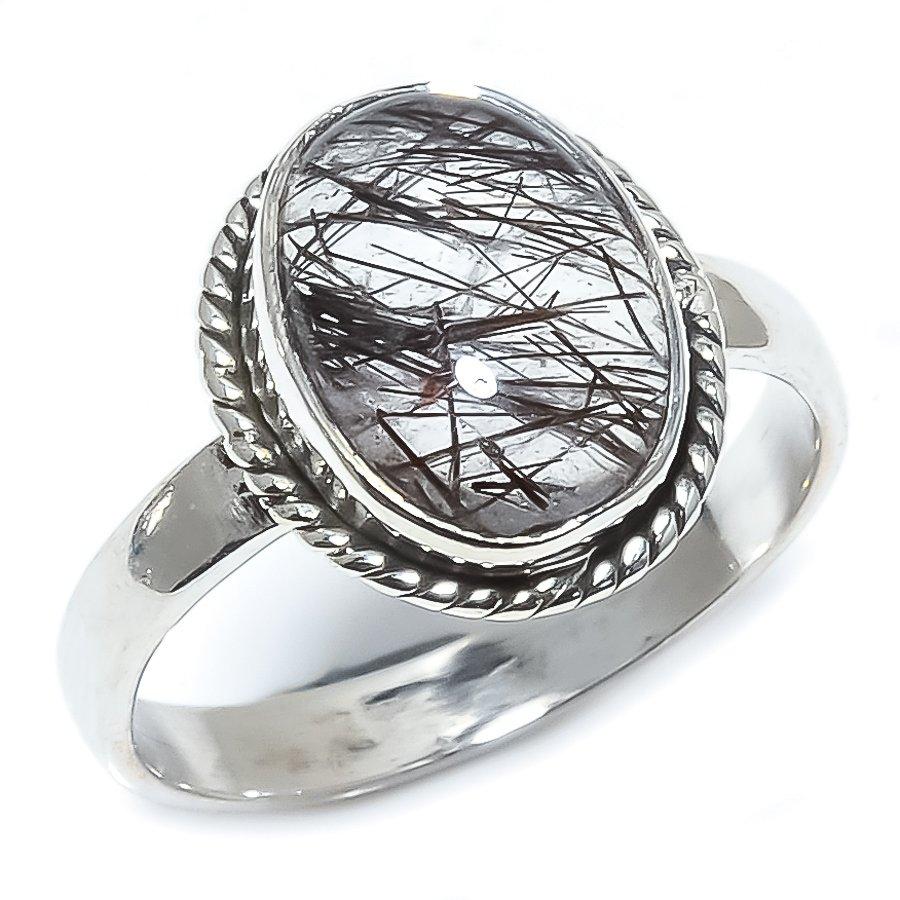 Natural Black Onex Gemstone Handmade 925 Sterling Silver Jewelry Ring S.7 r9z18