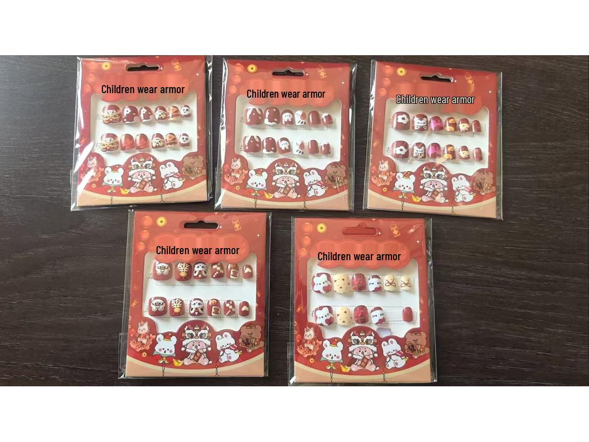 

Children s New Year Festive Red Nail Stickers - Self-Adhesive Nail Art Tips for Girls, Perfect as a Spring Festival Gift