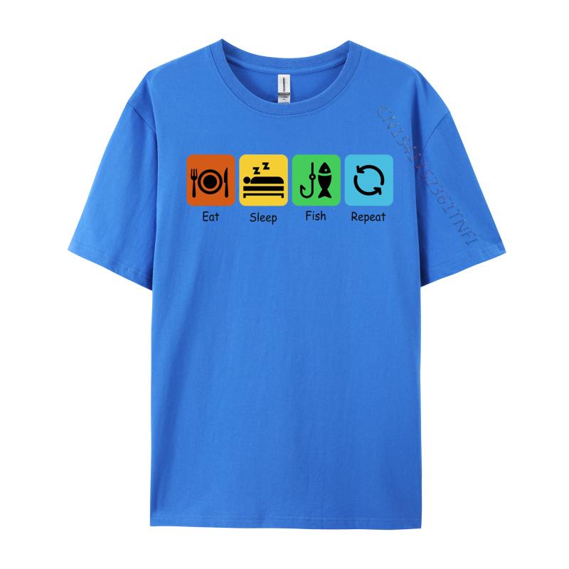 Eat Sleep Fish Repeat T-shirt Print Combed cotton Comics Tops Shirts Slim Fit  T Shirts Luxury Clothing