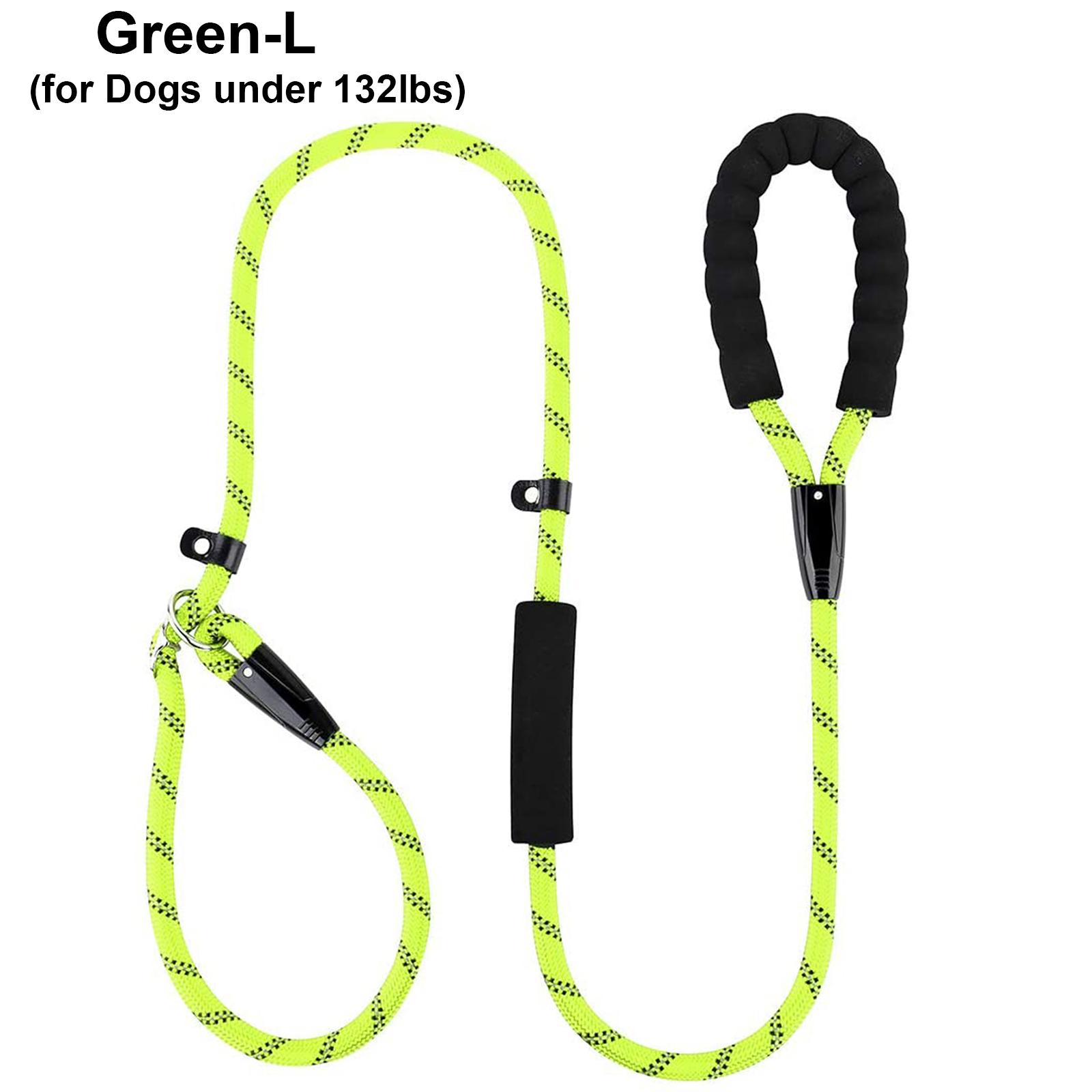 

Поводок из веревки и ниток, прочный, не скользящий, с мягкой подкладкой для дорожного движения, поводок для собак с двумя ручками L (Dogs under 132lbs) зелёный