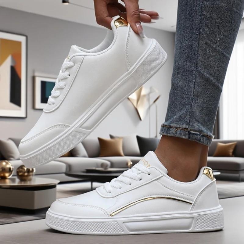 Stilingi balti žemi sportbačiai moterims Lengvi kvėpuojantys Madingi praktiški kasdieniai batai Madingi estetiški bėgimo bateliai