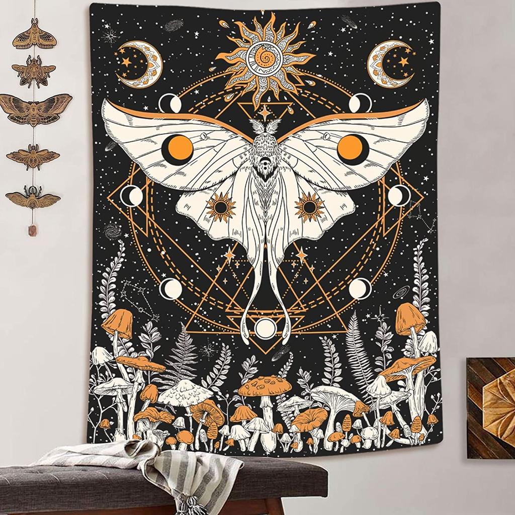 Teenage Independent Room Decoration Lace Tapestry Mushroom Tapestry Psychedelic Sun, Moon and Stars Tapestry