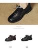 Top Grain Cowhide Women's Round Toe Lace-up Loafers - Autumn 2025 Luxury Hand-Grained Leather Shoes