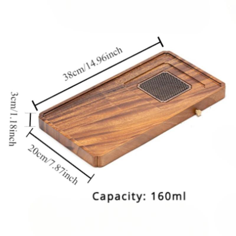 Solid Wood Tea Tray Walnut Whole Solid Wood Pot Bearer Rectangular Dry Bubble Tray Drainage Bubble Tea Tray