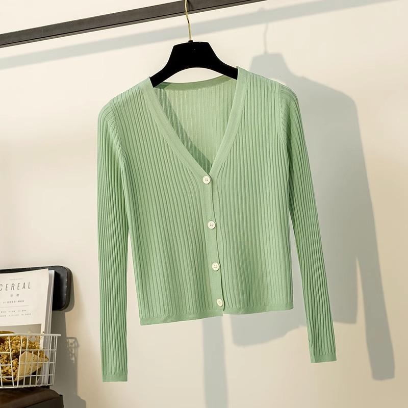 

Summer Thin Sunscreen Ice Silk Knitted Cardigan, Short Shawl, Air-conditioned Shirt Jacket One size зелений