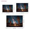 2D Camping Night Tapestry for Cabin Decor, Campfire with Friends Under the Milky Way
