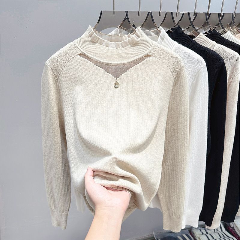 

Сексуальний Модний Светр База Осінньо-Зимовий Дизайн Новий 2025 Сітчастий Светр Топ з Високою Горловиною XXXL хакі