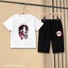 2026 Kids Demon Slayer Anime Comic T-Shirt Casual Shorts Set Ghost Blade Pattern Boys Girls Soft Breathable Summer Daily Outdoor