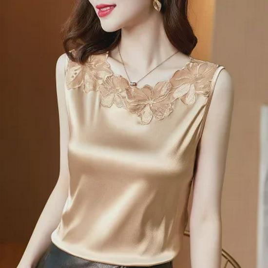 Women's Lace V-neck Camisole, Wide Shoulder, Sleeveless, Loose Fit, Large Size, 2021 Spring/Summer Trendy Inner Wear Top