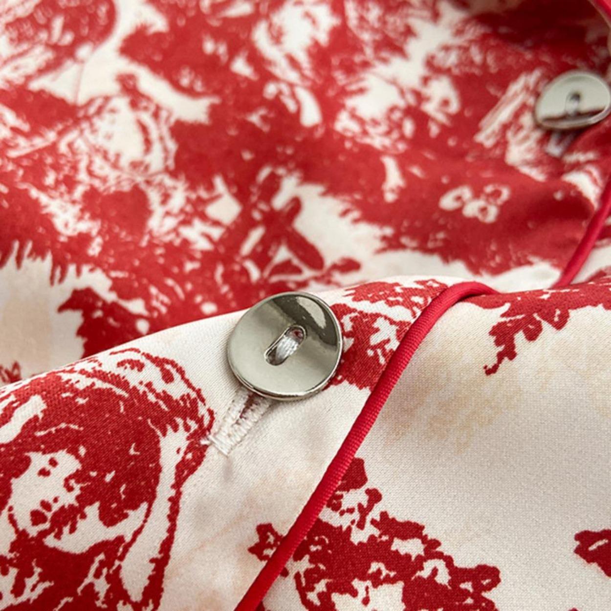 Весенняя новинка Ink Print Ice Silk Пижама для женщин с лацканами и длинными рукавами — фото 6