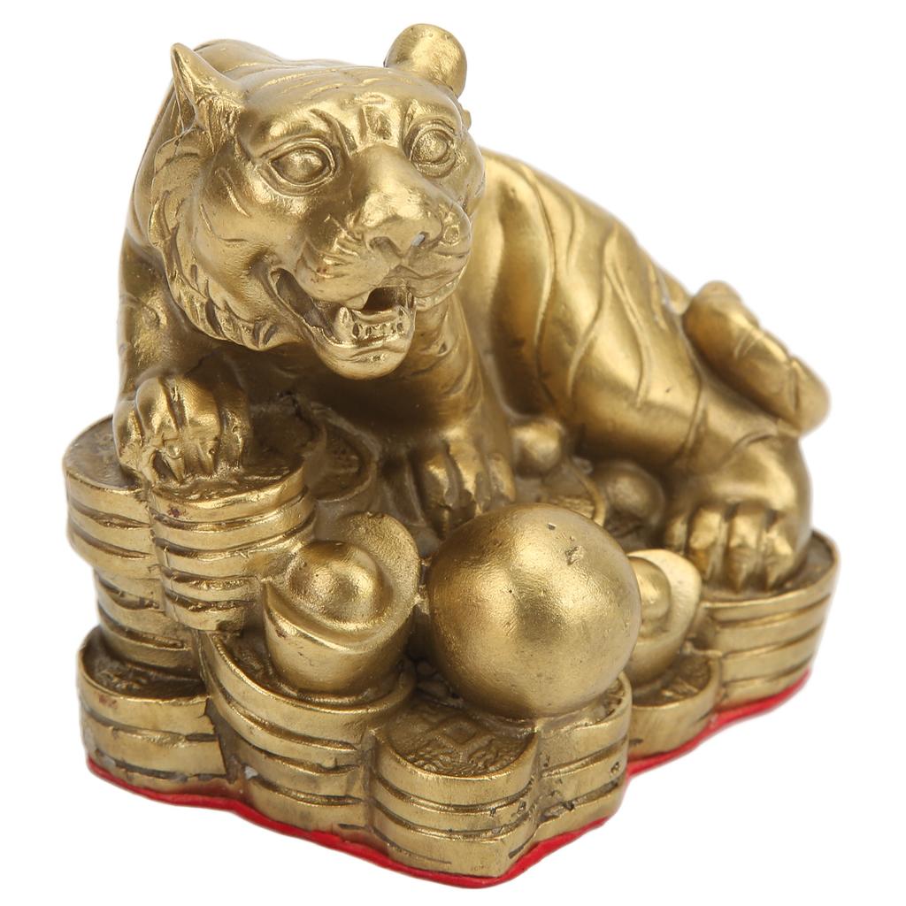 Brass Tiger Statue Sturdy Durable Brass Attract Wealth Fortune Easy to Clean Lucky Tiger Statue for
