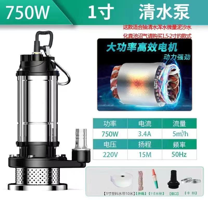 220V Stainless Steel Submersible Pump Agricultural Pumping Garden Tools Underwater Sewage Self-priming Pump Drainage Lrrigation