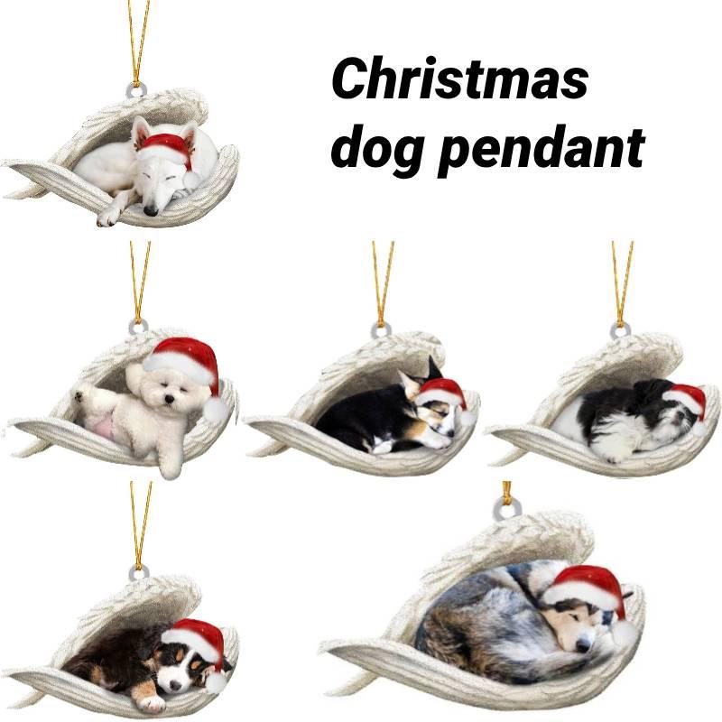 Adorable Cartoon Style Car Pendant Decor Angel Dog Design Acrylic Material 8*6cm/3.1*2.4in