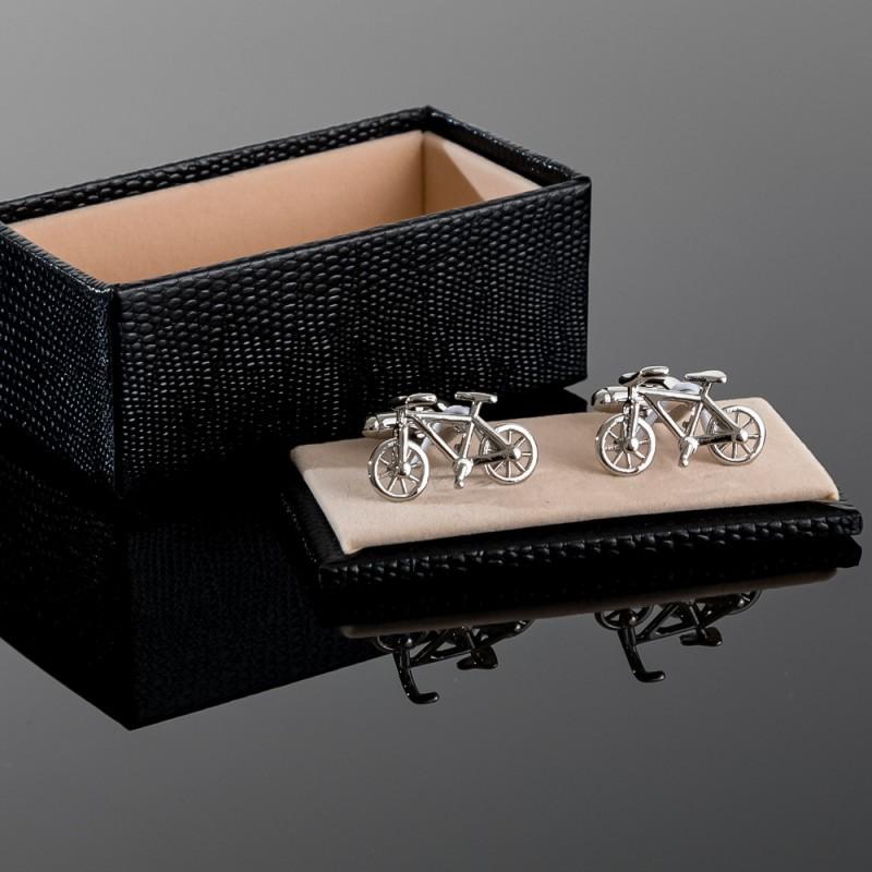 Electroplated Silver Metal Bicycle Shaped Cufflinks Men's French Shirt