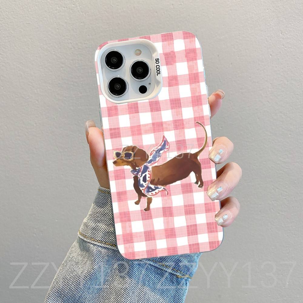 Dachshund Dog Brown Phone Case For iPhone 16,15,14,13,12,11,8,7,Pro,Max,Plus,Mini,XS,SE White Candy Matte Shockproof Cover