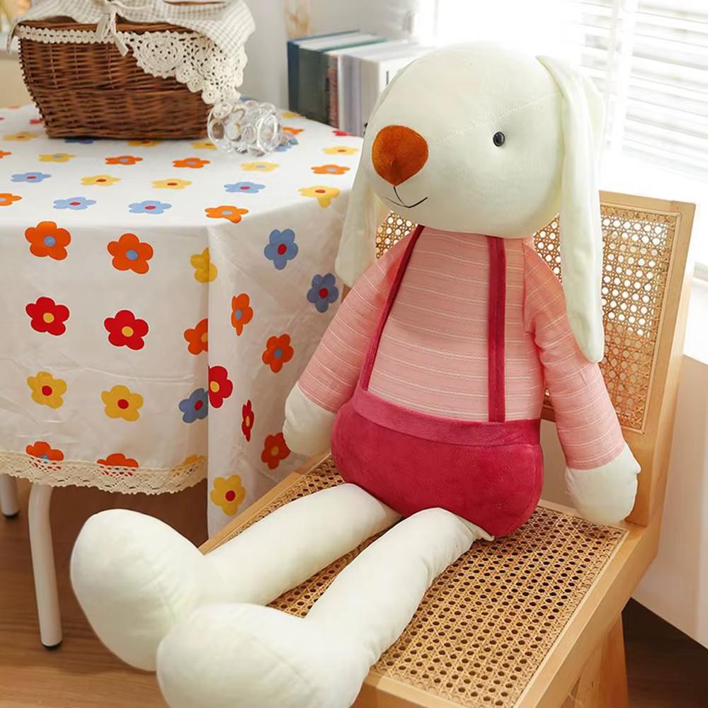 40CM Roztomilé dlouhé uši Malý bílý zajíček Plyšové podvazky proužky Vícebarevné nástěnné zavěšení Králičí panenky Festival Dárek k narozeninám