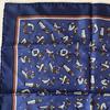 Used Excellent Condition HERMES Scarf Carre 45 Petit Carre Gavroche Number Digits 100% Silk Made In France Women Navy