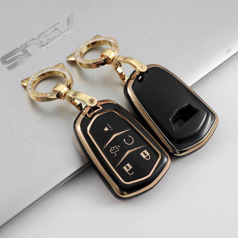 For Cadillac Ats Ct6 Cts Dts Xt5 Escalade Esv Srx Sts Xts Elr 2014 - Tpu Car Smart Key Cover Case Key Fob Bag Keychain
