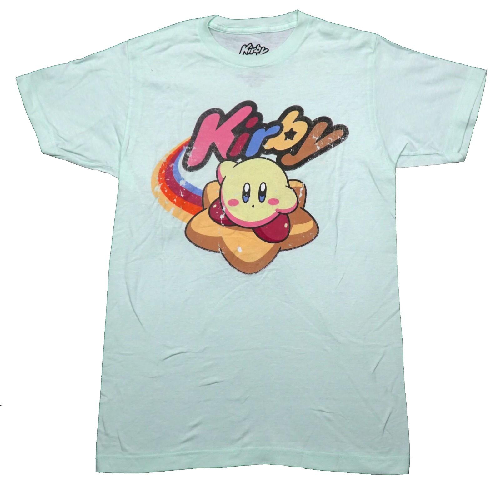 Kirby New Adult T-Shirt -Standing On Star at End of Colorful Rush XXL