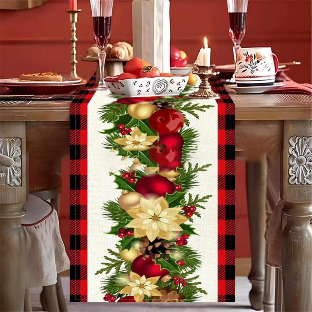 Christmas Table Runner Linen Holiday Decor Creative Halloween Thanksgiving Tablecloth Festive Atmosphere